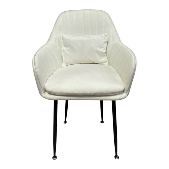 4бр. Стилен Трапезен стол Ивон + подарък възгалвничка - млечнобял