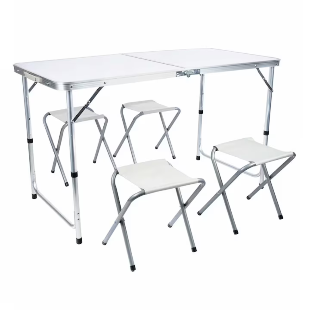 Преносима Алуминиева маса WerkBull с 4 стола,90x70x70 см