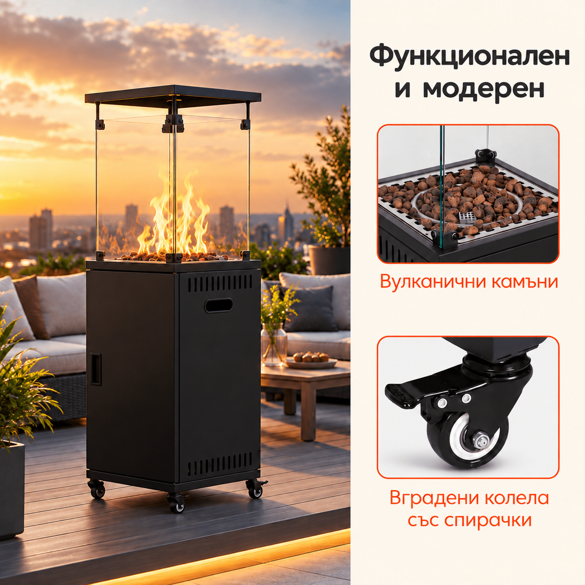 Външен газов отоплител тип камина 13 kW – снимка 4