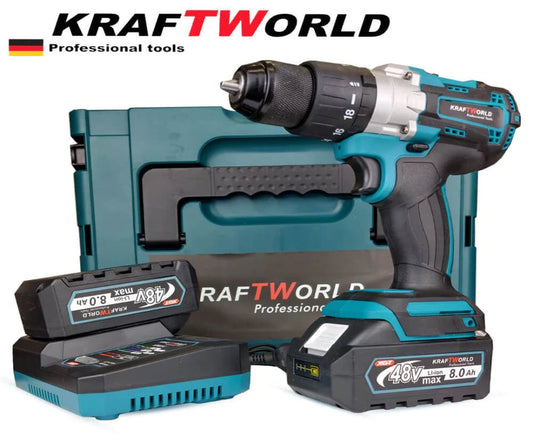 Немски Ударен Акумулаторен Винтоверт KraftWorld 48V 8Ah с две батерии и куфар