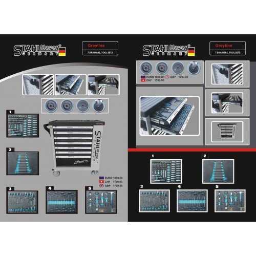 Немски Шкаф количка с инструменти 7 чекмеджета - 5 пълни Stahlmayer